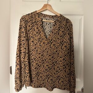 GAP Tan and Black Animal Print Blouse